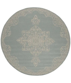 Safavieh Linden  Cream / Aqua LND180 6 ft. 7 in. X 6 ft. 7 in. Round Rug