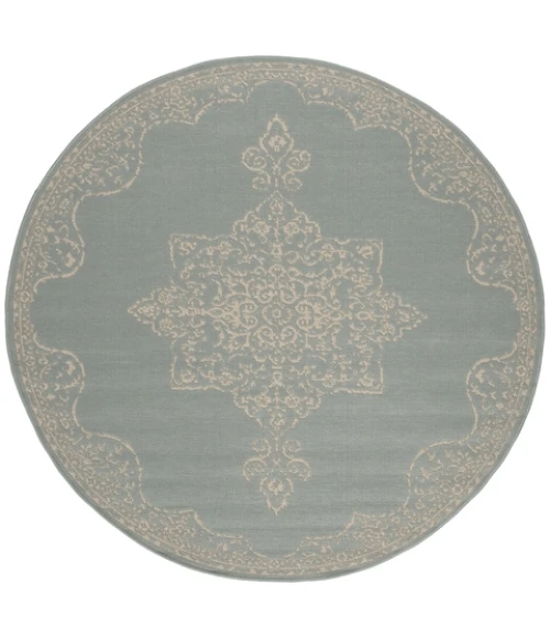Safavieh Linden  Cream / Aqua LND180 6 ft. 7 in. X 6 ft. 7 in. Round Rug