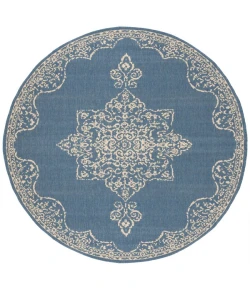 Safavieh Linden  Cream / Blue LND180 6 ft. 7 in. X 6 ft. 7 in. Round Rug