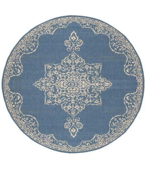 Safavieh Linden  Cream / Blue LND180 6 ft. 7 in. X 6 ft. 7 in. Round Rug