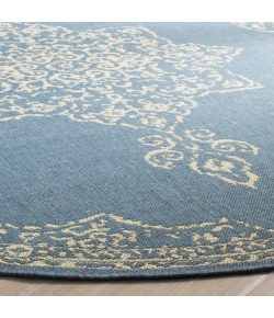 Safavieh Linden  Cream / Blue LND180 6 ft. 7 in. X 6 ft. 7 in. Round Rug