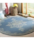 Safavieh Linden  Cream / Blue LND180 6 ft. 7 in. X 6 ft. 7 in. Round Rug