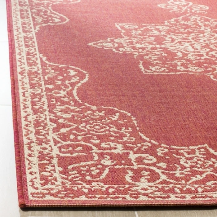 Safavieh Linden  Red / Creme LND180 6 ft. 7 in. X 6 ft. 7 in. Square Rug