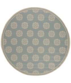 Safavieh Linden  Aqua / Cream LND181 6 ft. 7 in. X 6 ft. 7 in. Round Rug