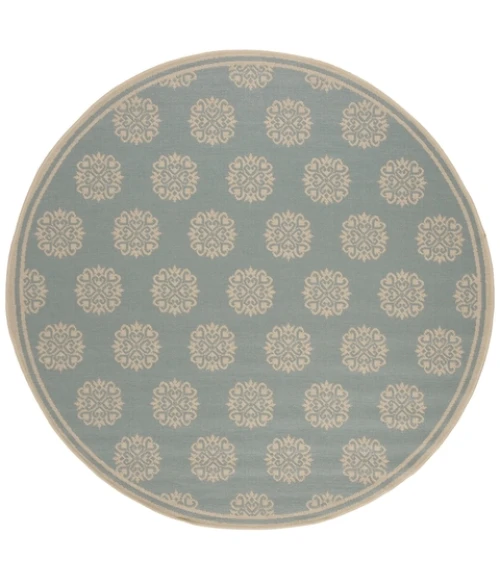 Safavieh Linden  Aqua / Cream LND181 6 ft. 7 in. X 6 ft. 7 in. Round Rug