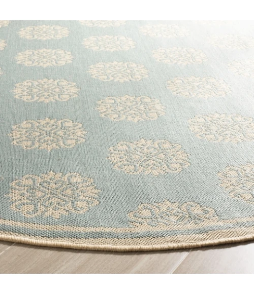 Safavieh Linden  Aqua / Cream LND181 6 ft. 7 in. X 6 ft. 7 in. Round Rug