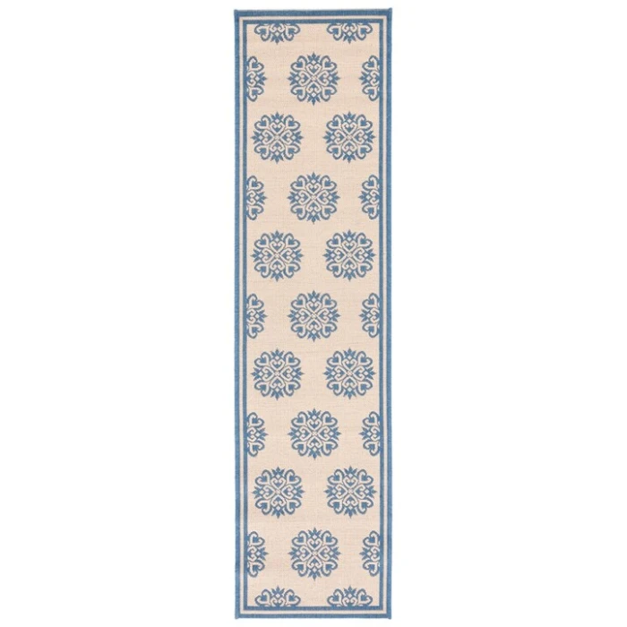 Safavieh Linden  Blue / Creme LND181 2 ft. 2 in. X 8 ft. Runner Rug