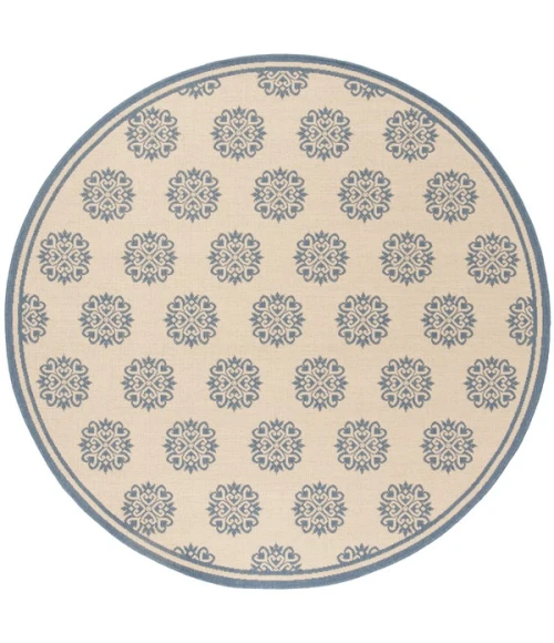 Safavieh Linden  Blue / Creme LND181 6 ft. 7 in. X 6 ft. 7 in. Round Rug