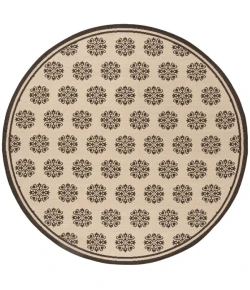 Safavieh Linden  Creme / Brown LND181 6 ft. 7 in. X 6 ft. 7 in. Round Rug