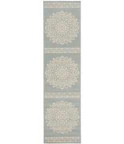 Safavieh Linden  Cream / Aqua LND183 2 ft. 2 in. X 8 ft. Runner Rug