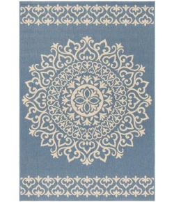 Safavieh Linden  Cream / Blue LND183 5 ft. 3 in. X 7 ft. 6 in. Rectangle Rug