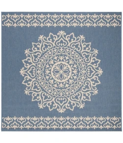Safavieh Linden  Cream / Blue LND183 6 ft. 7 in. X 6 ft. 7 in. Square Rug