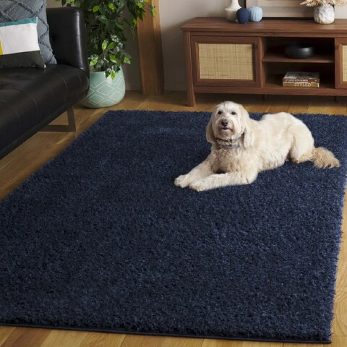 Safavieh Lindsay Shag Navy LNS560 5 ft. 3 in. X 7 ft. 6 in. Rectangle Rug