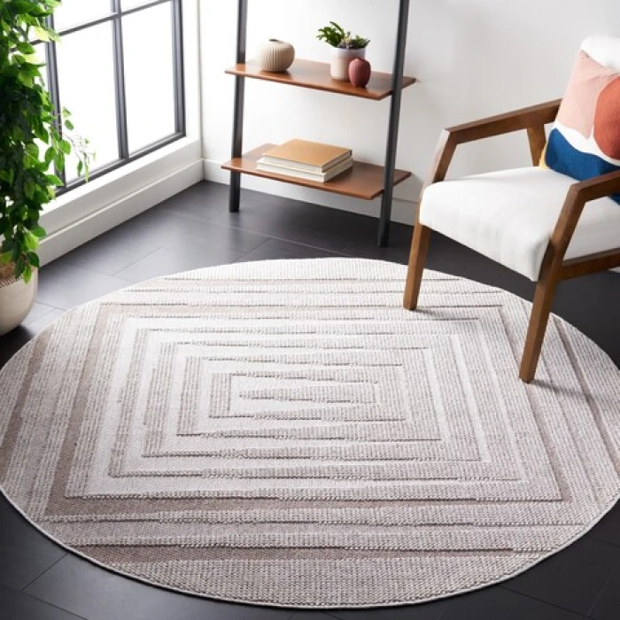 Safavieh Lotus Ivory / Beige LOT109 6 ft. 7 in. X 6 ft. 7 in. Round Rug