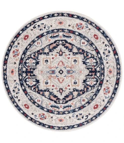 Safavieh Luna Beige / Navy LUN100 6 ft. 7 in. X 6 ft. 7 in. Round Rug