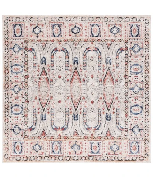 Safavieh Luna Beige / Blue Rust LUN101 6 ft. 7 in. X 6 ft. 7 in. Square Rug