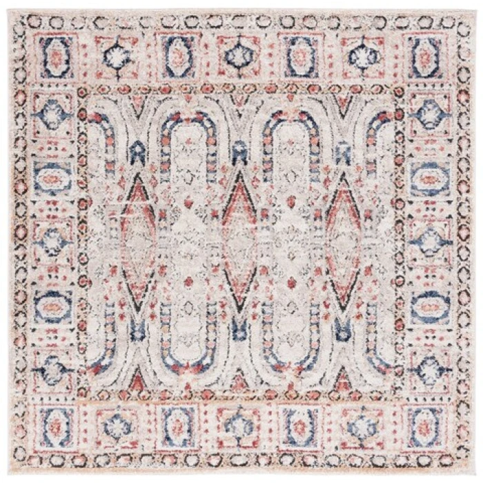 Safavieh Luna Beige / Blue Rust LUN101 6 ft. 7 in. X 6 ft. 7 in. Square Rug