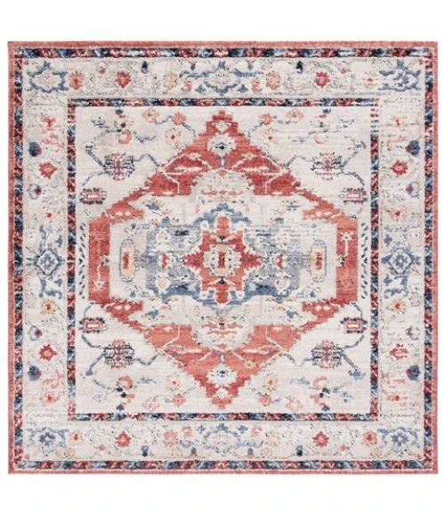 Safavieh Luna Beige / Blue Rust LUN102 6 ft. 7 in. X 6 ft. 7 in. Square Rug