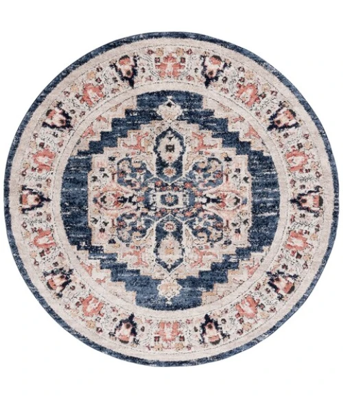 Safavieh Luna Navy / Beige LUN103 6 ft. 7 in. X 6 ft. 7 in. Round Rug