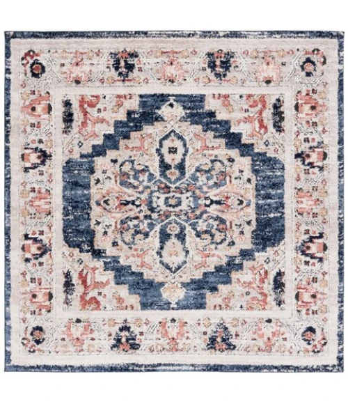 Safavieh Luna Navy / Beige LUN103 6 ft. 7 in. X 6 ft. 7 in. Square Rug