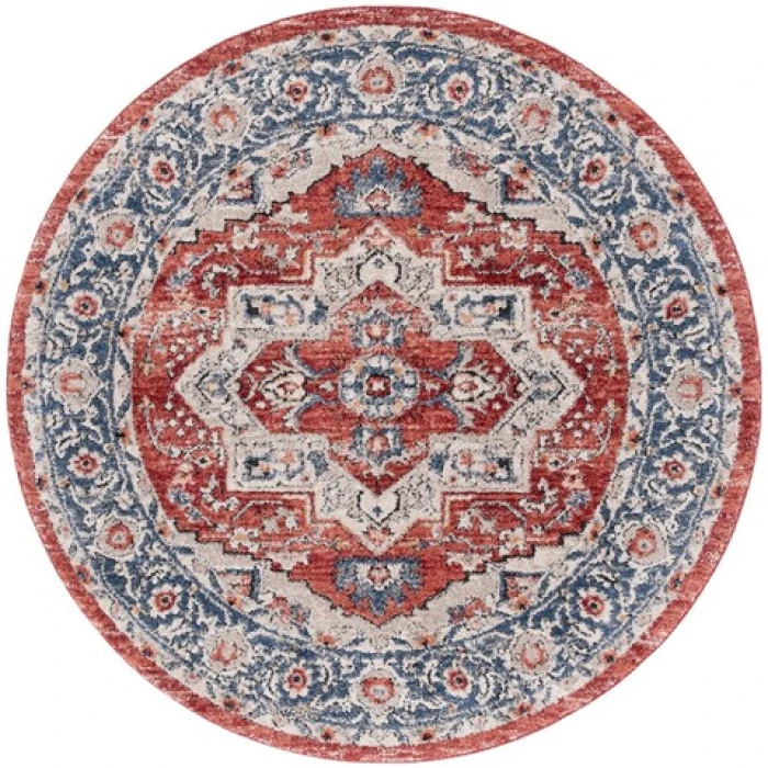 Safavieh Luna Beige / Blue Rust LUN105 6 ft. 7 in. X 6 ft. 7 in. Round Rug