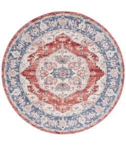 Safavieh Luna Beige / Blue Rust LUN106 6 ft. 7 in. X 6 ft. 7 in. Round Rug