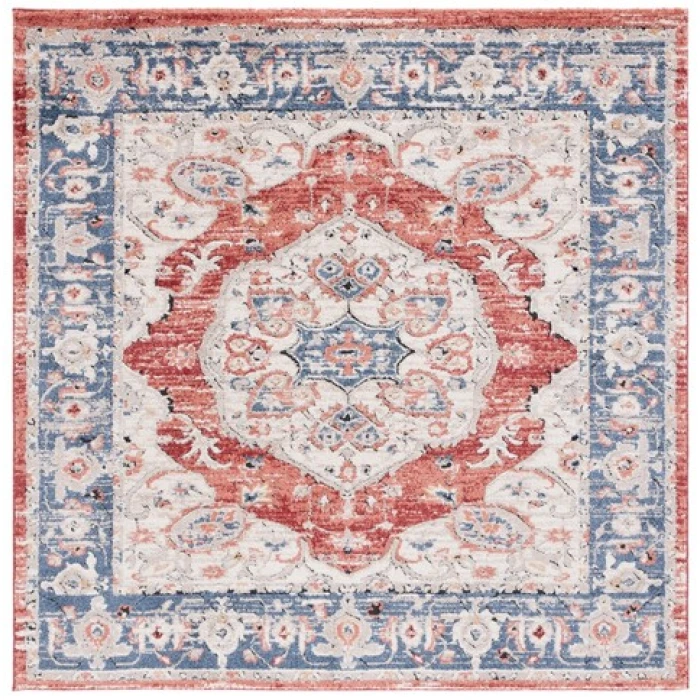 Safavieh Luna Beige / Blue Rust LUN106 6 ft. 7 in. X 6 ft. 7 in. Square Rug