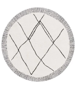 Safavieh Melody Ivory / Black MEL104 6 ft. 7 in. X 6 ft. 7 in. Round Rug