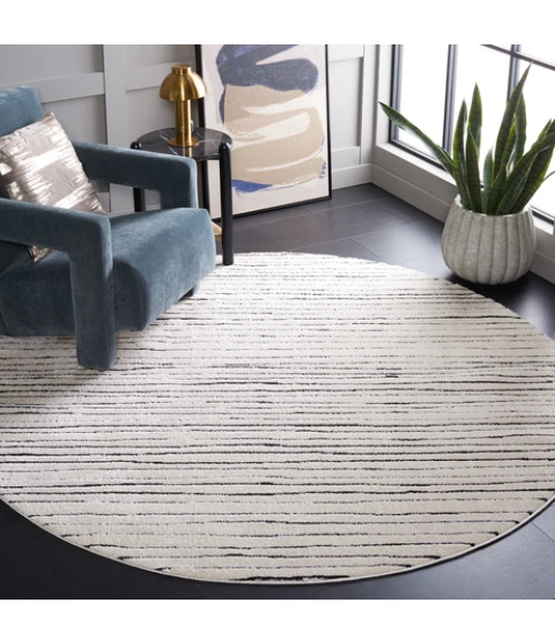 Safavieh Melody Ivory / Black MEL118 6 ft. 7 in. X 6 ft. 7 in. Round Rug