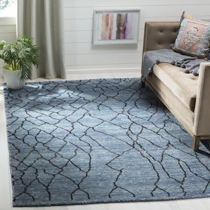 Safavieh Moroccan Blue / Black MOR555 6 ft. X 9 ft. Rectangle Rug