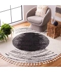 Safavieh Moroccan Tassel Ivory / Black MRT107 6 ft. 7 in. X 6 ft. 7 in. Round Rug