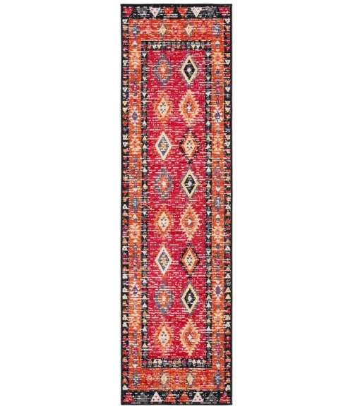 Safavieh Montage  Red / Black MTG201 2 ft. 3 in. X 8 ft. Runner Rug