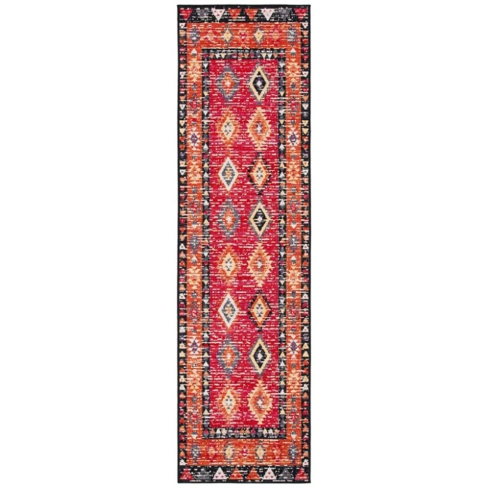 Safavieh Montage  Red / Black MTG201 2 ft. 3 in. X 8 ft. Runner Rug