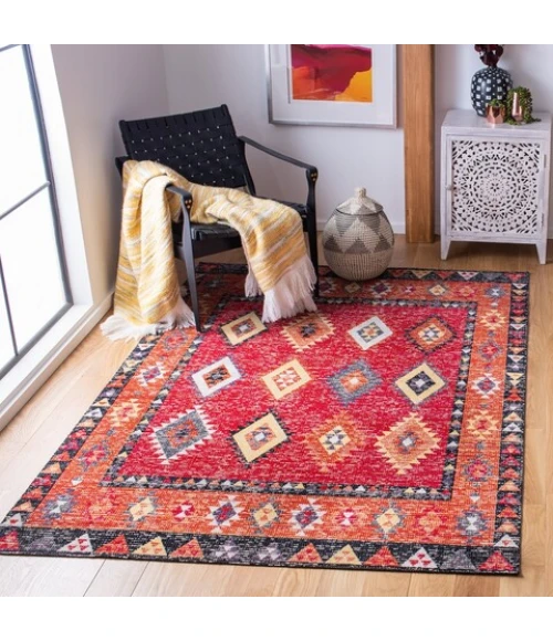 Safavieh Montage  Red / Black MTG201 3 ft. X 5 ft. Rectangle Rug