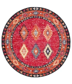 Safavieh Montage  Red / Black MTG201 6 ft. 7 in. X 6 ft. 7 in. Round Rug