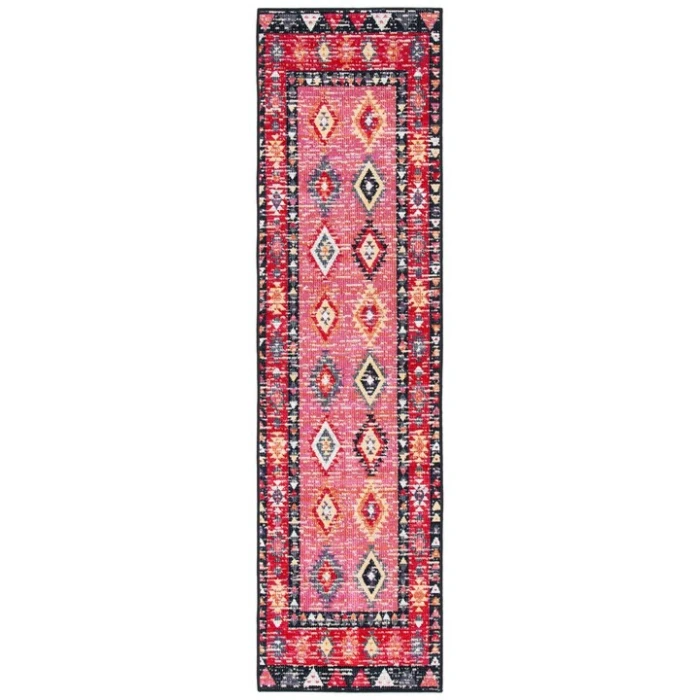 Safavieh Montage  Pink / Black MTG201 2 ft. 3 in. X 8 ft. Runner Rug