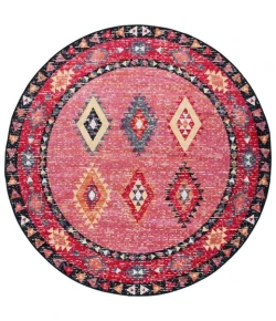 Safavieh Montage  Pink / Black MTG201 6 ft. 7 in. X 6 ft. 7 in. Round Rug