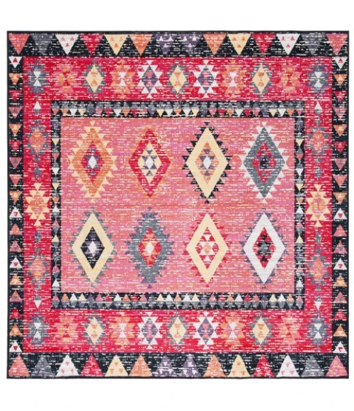 Safavieh Montage  Pink / Black MTG201 6 ft. 7 in. X 6 ft. 7 in. Square Rug