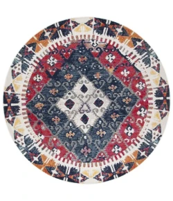 Safavieh Montage Rust / Multi MTG236 6 ft. 7 in. X 6 ft. 7 in. Round Rug
