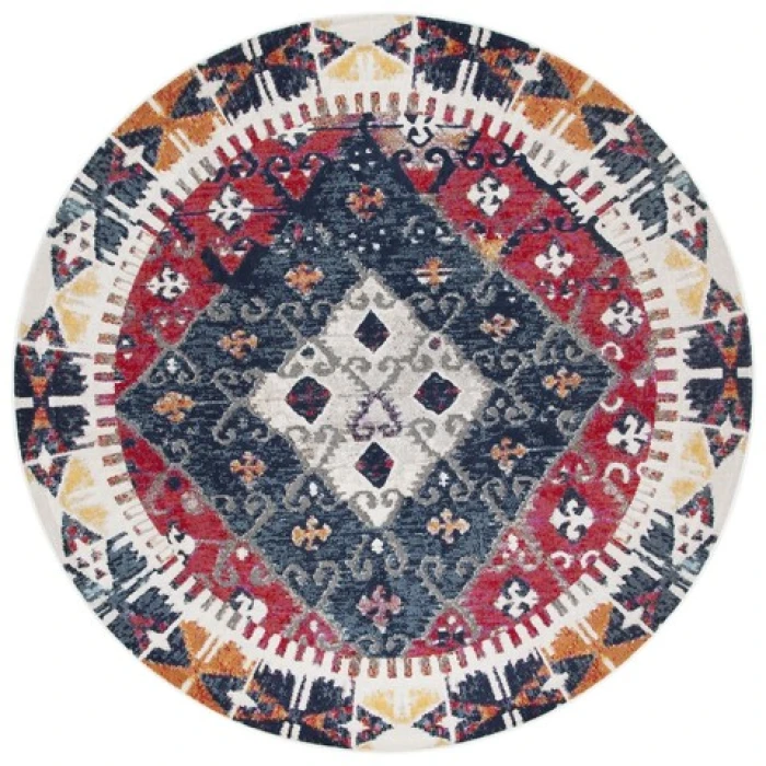 Safavieh Montage Rust / Multi MTG236 6 ft. 7 in. X 6 ft. 7 in. Round Rug