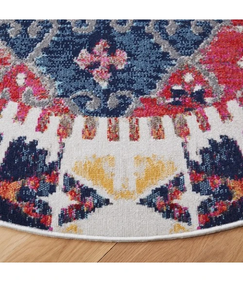 Safavieh Montage Rust / Multi MTG236 6 ft. 7 in. X 6 ft. 7 in. Round Rug