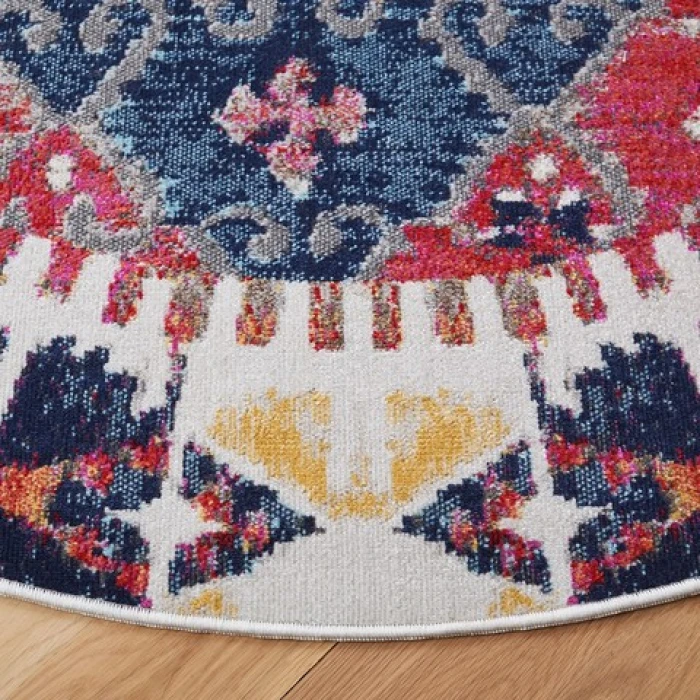 Safavieh Montage Rust / Multi MTG236 6 ft. 7 in. X 6 ft. 7 in. Round Rug