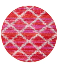 Safavieh Montage  Fuchsia / Ivory MTG261 6 ft. 7 in. X 6 ft. 7 in. Round Rug