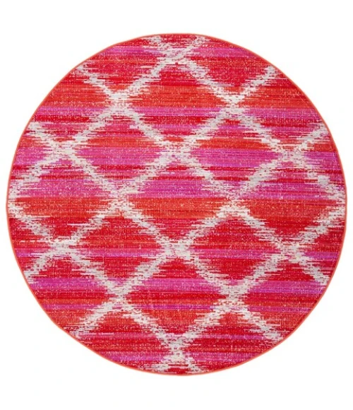 Safavieh Montage  Fuchsia / Ivory MTG261 6 ft. 7 in. X 6 ft. 7 in. Round Rug
