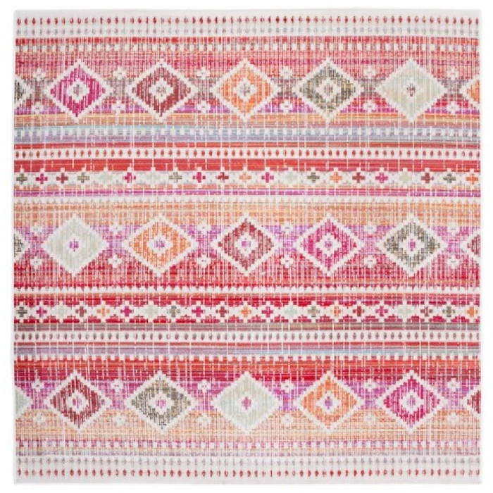 Safavieh Montage  Red / Fuchsia MTG271 6 ft. 7 in. X 6 ft. 7 in. Square Rug