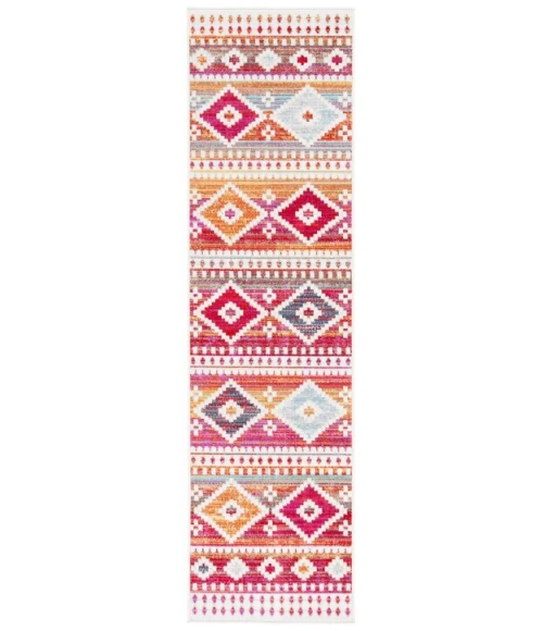 Safavieh Montage  Red / Fuchsia MTG272 2 ft. 3 in. X 8 ft. Runner Rug