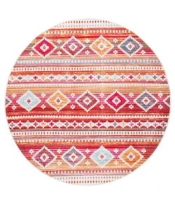 Safavieh Montage  Red / Fuchsia MTG272 6 ft. 7 in. X 6 ft. 7 in. Round Rug