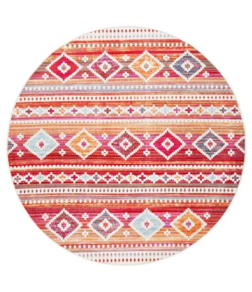 Safavieh Montage  Red / Fuchsia MTG272 6 ft. 7 in. X 6 ft. 7 in. Round Rug