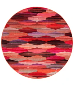 Safavieh Montage  Red / Fuchsia MTG301 6 ft. 7 in. X 6 ft. 7 in. Round Rug