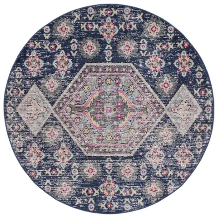 Safavieh Montage Black / Multi MTG365 6 ft. 7 in. X 6 ft. 7 in. Round Rug